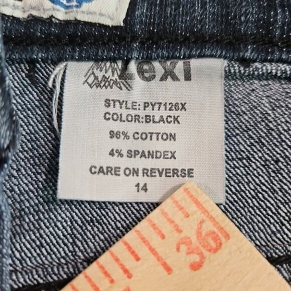 Lexi Jeans Women's Size 14 Dark Blue Boot Cut White Bling Embroidered Pocket - Picture 9 of 16